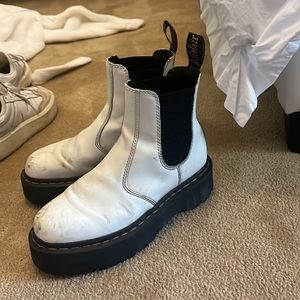 Doc Marten Platform White Chelsea Boots
